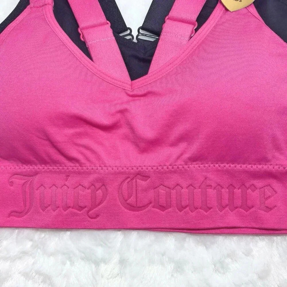 Juicy Couture Pink & Black 2 Bralette Sports Bras Size S NWT - Picture 2 of 8